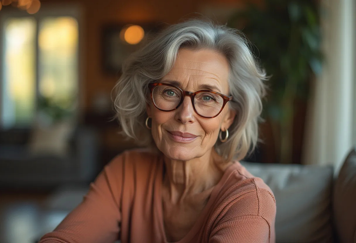 femme 60 ans lunettes coupe de cheveux
