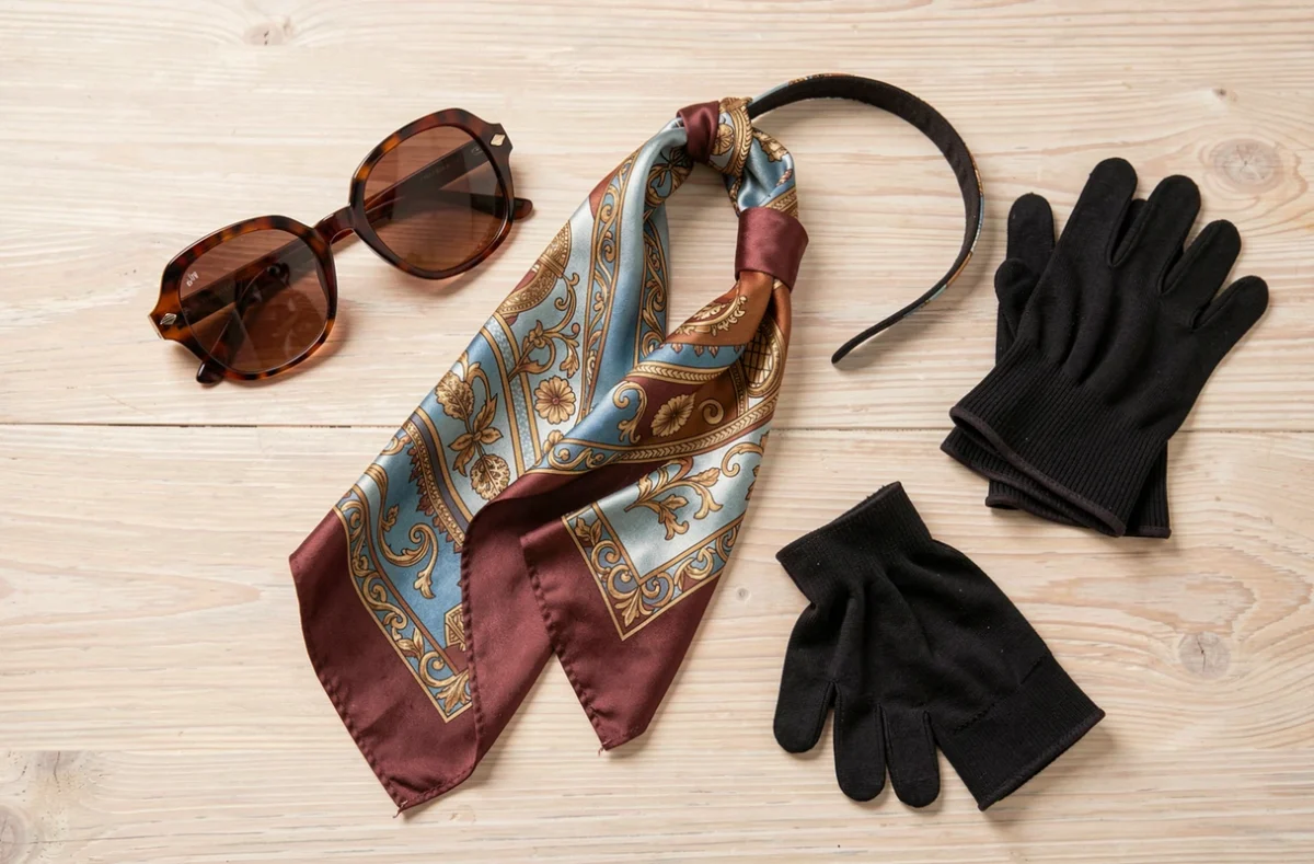 Accessoires de mode des années 60 posés sur une table
