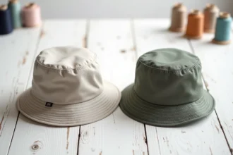 Comparaison côte à côte de deux bobs, l'un officiel Ricard et l'autre générique, montrant les différences de qualité de tissu et de couture
